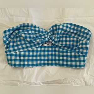 Blue and white checkered tube top